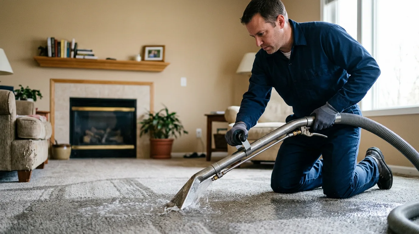 Water damage restoration technician working near Monroe, IA